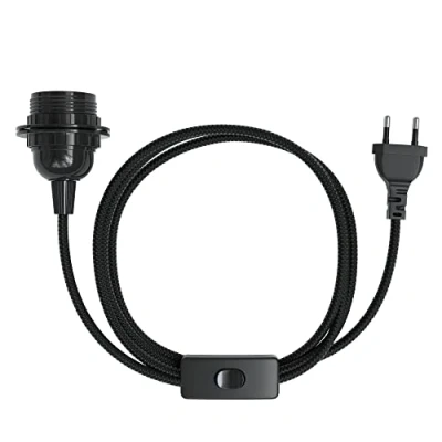 Imagen de EAZY CASE Portalámparas E27 con cable de tela [CON INTERRUPTOR] casquillo interruptor lámpara Bombilla DIY