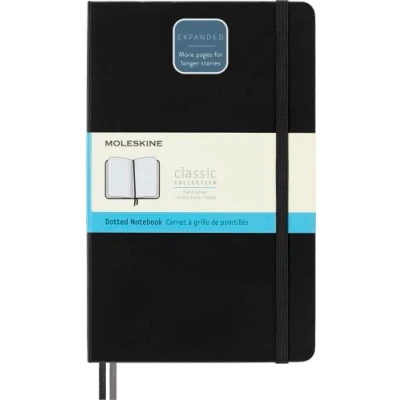 Imagen de Moleskine Classic Expanded Dotted Paper Notebook Hard Cover and Elastic Closure Journal Color Black Size Large 13 x 21 A5 400 Pages