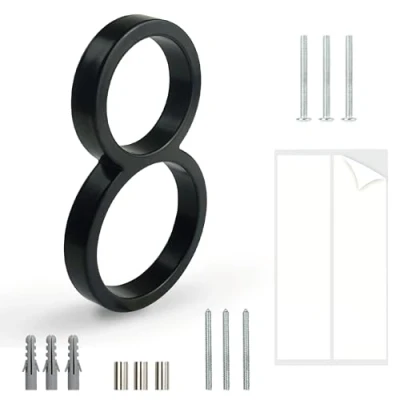 Imagen de HASWARE Número De Casa Flotante: 5 Pulgadas (12cm) Números Puertas Modernos SeñAlizacióN Para La Oficina Correos Calle (8, Negro)