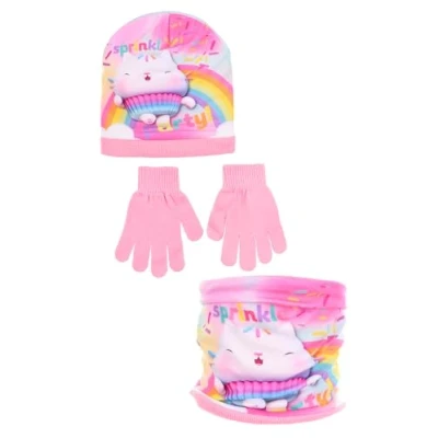 Imagen de Gabby&#039;s Dollhouse Conjunto Otoño/Invierno Gorro de niña + Bufanda Guantes (Rosa, 52)