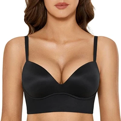 Imagen de DOBREVA Sujetador Push Up sin Aros con Relleno Bralette para Mujer Negro 85C