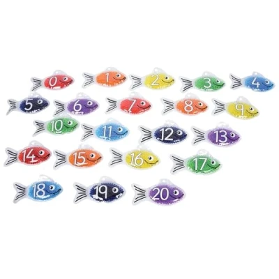 Imagen de TickiT 57011 Rainbow Gel Number Fish Pack of 21 (0 20). Sensory Shapes