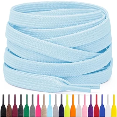 Imagen de Miscly Cordones Planos para Zapatillas, Disponibles en Varias Tallas y Colores (Azul Claro, 91 cm)