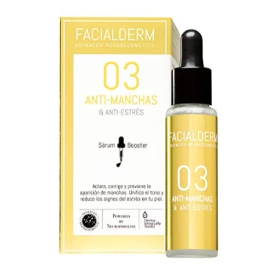 Imagen de Facialderm Sérum Booster 03 Anti MANCHAS &amp; Antiestrés Facial, 30ml Serum Manchas, Aclara, Corrige y Previene
