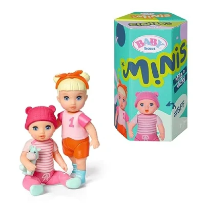 Imagen de BABY born Minis Online Pack Doble 6 Vicky y Mila 906071, muñeca de 6,5 cm con efectos cambio color 7 diadema removible, Adecuada para niños a partir 3 años