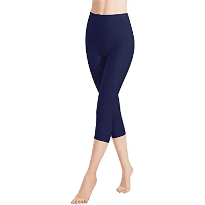 Imagen de Libella 1 Piezas Mujer Leggins 3/4 Mallas Hecho de algodón Capri Pantalones Corto con Cintura Alta Multicolor Ajustado Deportivas 4161 Azul Marino M