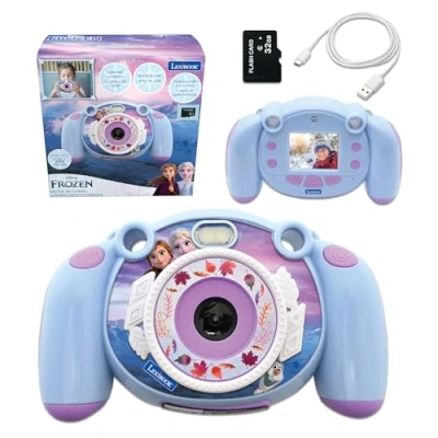 Imagen de Lexibook, Frozen, cámara Digital Infantil 4 en 1, Funciones de Foto y vídeo, Juegos, Tarjeta SD 32 GB incluida, Morado, DJ080FZ