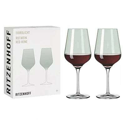 Imagen de Ritzenhoff 3631004 Copa de vino tinto 500 ml Serie Fjordlicht No. 4, 2 piezas con gradiente color Verde Made in Germany