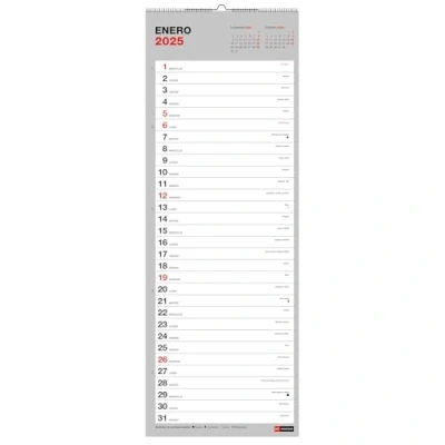 Imagen de Miquelrius Calendario de Pared 2025 Basic, 155 x 430 mm, Con espacio para anotar, Encuadernación espiral doble, 2025, Español