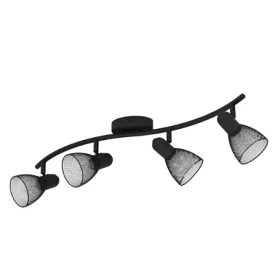 Imagen de Eglo Carovigno, lámpara de Techo 4 focos, Moderna, clásica, Minimalista, Foco Acero, Cocina en Negro, salón, focos con Casquillo E14