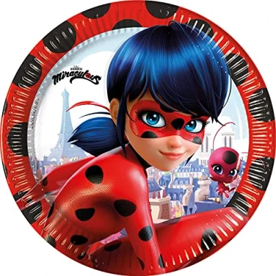 Imagen de Procos 93444 Miraculous Ladybug Platos de fiesta (23 cm, 8 unidades, papel desechable), diseño