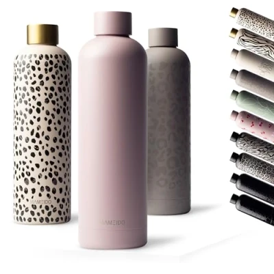 Imagen de MAMEIDO Botella termica 750ml agua acero inoxidable antigoteo, sin BPA, termo para bebidas frías y calientes (Powder Blush, 0,75l)