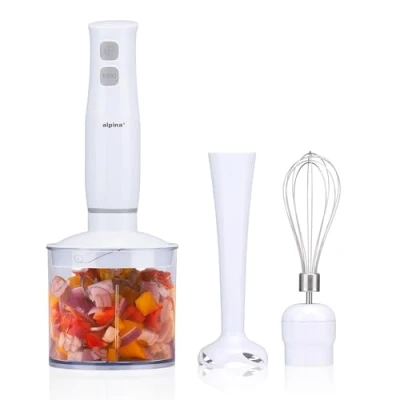Imagen de alpina Batidora de Mano con Accesorios Minipimer Picadora Brazo Licuadora Multifuncion 400 W Blanco