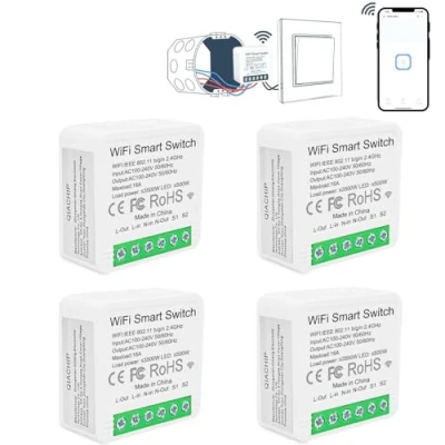 Imagen de QIACHIP Interruptor de Luz Inteligente WIFI, 16A Alexa, Smart Switch WIFI,Kompatibel mit eWelink APP,Google Home