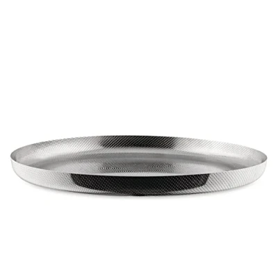 Imagen de Alessi Textura Extra Ordinaria JM14/35 T Bandeja Redonda Diseño Minimal en Acero Inoxidable 18/10 con Decoraciones, Granulado Relieve, 35 cm