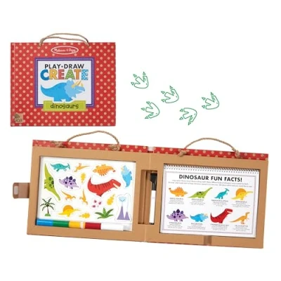 Imagen de Melissa &amp; Doug Natural Play: Kit de dibujos e imanes reutilizable para jugar, dibujar y crear Dinosaurios (41 5 rotuladores borrado en seco)