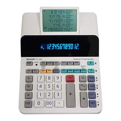 Imagen de Sharp EL 1901 calculadora de impresión sin papel con comprobación y corrección, pantalla LCD primaria 12 dígitos, funciona igual que una impresión/máquina adición desplazamiento en lugar
