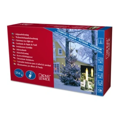 Imagen de Konstsmide 1128 000 Guirnalda para el árbol de navidad (velas luz, 16 luces transparentes, 230 V, exteriores)