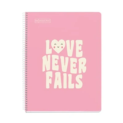 Imagen de Miquelrius Cuaderno A4, Notebook mensajes, 1 Franja de color, 80 Hojas 90 g/m², Rayado puntos dots, 4 Taladros, Cubierta cartón duro, Color rosa