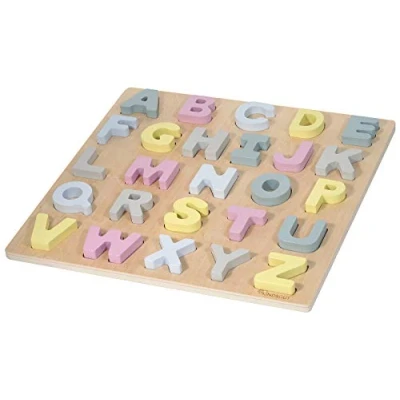 Imagen de Kindsgut ABC Rompecabezas, Puzzle de Letras Madera en Colores sutiles, Materiales respetuosos con el Medio Ambiente, sin sustancias nocivas, Alfabeto, Hanna