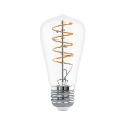 Imagen de Eglo Lámpara LED E27, bombilla espiral, decorativa vintage de diseño retro, 7,3 vatios, blanco cálido, 2700k, Edison ST48, Ø 4,8 cm