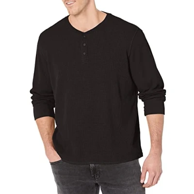 Imagen de Wrangler Authentics Manga Larga Waffle Henley Camisa, Caviar, XL para Hombre
