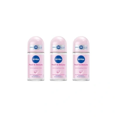 Imagen de NIVEA Pure Pearl &amp; Beauty desodorante Roll On en paquete de 6 unidades (6 x 50 ml), rodillo antitranspirante para piel las axilas cuidada, con protección 48 horas