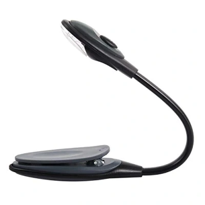 Imagen de Briaatt Luz de Libro Brillante Clip flecible Mini lampara Lectura Viaje LED pequena Mesa sostendor pequenos Regalos Ligeros Gris