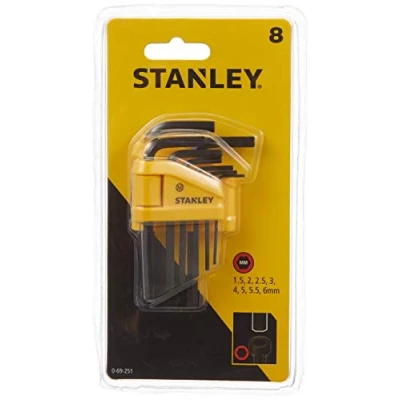 Imagen de STANLEY Juego de 8 Llaves Hexagonales 1,5 6mm, Tipo Libro, Soporte Plástico, Ordenadas por Medida, Herramienta Versátil y Duradera, 0 69 251