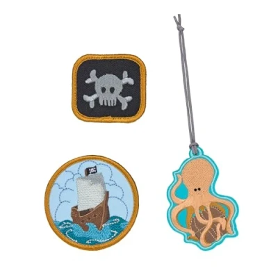Imagen de LÄSSIG Juego de colgantes y parches (3 piezas) con cierre a presión/School Patches Set Pirates