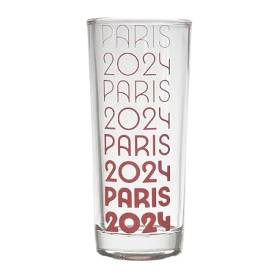 Imagen de PARIS 2024 CJO4406 Juego de 3 vasos tubo 20 cl, producto oficial bajo licencia, diseño moderno, ideal para cóctel, perfecto el hogar, lavable en lavavajillas