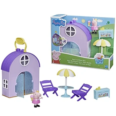Imagen de Peppa Pig Peppa&#039;s Club Ice Cream Shop Juguete Preescolar, 1 Figura, 4 Accesorios, asa de Transporte, para Edades 3 años en adelante, Multicolor (F4387)