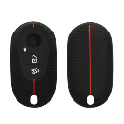 Imagen de kwmobile Carcasa Compatible con Llavero de Mercedes Benz Llave Coche 3 Botones Smart Funda para Mando Silicona Negro/Rojo