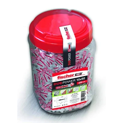 Imagen de fischer Cubo Taco Gris/Rojo, Duopower, 10X50/200 Uds