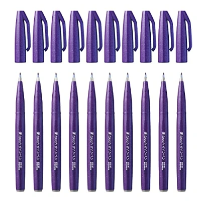 Imagen de Pentel Rotulador Touch con punta de pincel. Color violeta. Pack 10
