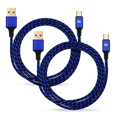 Imagen de NITHO Cable de Carga Micro B, [2Pack 4M] USB Rapida para el Mando Playstation 4, Xbox One y Dispositivos a Portátiles/Teléfono Azul