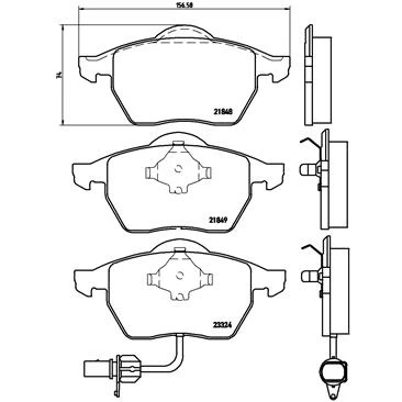 Imagen de BREMBO P 85 060 Juego de pastillas freno con contacto avisador desgaste clip émbolo sin accesorios SEAT: Alhambra I, VOLKSWAGEN: Sharan I