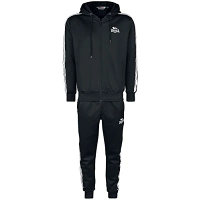 Imagen de Lonsdale MIT Schmale Passform Sudadera con cremallera, Hombre, Talla: Medium, Black white