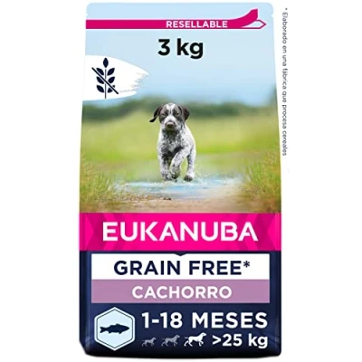 Imagen de Eukanuba Grain Free Alimento para Cachorros de Perro Raza Grande, Receta Baja en Alérgenos, 3 kg