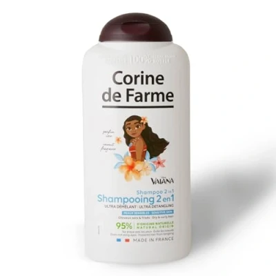 Imagen de Corine de Farme Champú Nutritivo 2 en 1 Vaiana para Niños Producto Infantil Desenredante Cabello Seco y Rizado Perfume Coco Cosmético Natural 300ml