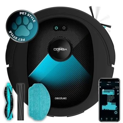 Imagen de Cecotec Robot Aspirador y Friegasuelos Conga 8490 Ultimate Ultra Power. Navegación Láser, App, Barre, Aspira, Friega Pasa la Mopa, 7000 Pa, hasta 170 Min Autonomía, Cepillo Central de Silicona