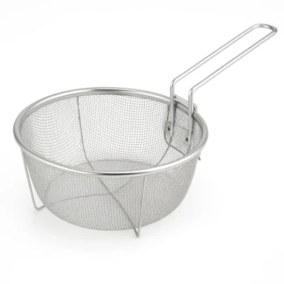 Imagen de Space Home Cestillo para Freír con Mango Plegable y Enganche la Sartén Cesta Freidora Redonda Acero Inoxidable 26 cm