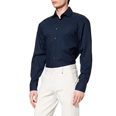 Imagen de Seidensticker Regular Bügelfrei Kent Langarm, Camisa para Hombre, Azul (Dunkelblau), 46