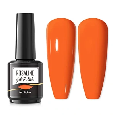 Imagen de ROSALIND Color Naranja Esmaltes Permanentes Para Uñas, 15ml Manicura Semipermanente, Pintauñas Permanente Gel de uñas semipermanente Soak Off Lámpara UV LED, Orange Nail Polish