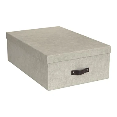 Imagen de Bigso Box of Sweden Juego de 3 Cajas multiusos para el dormitorio, cuarto infantil, despacho o baño con tapa apilables aspecto lino beige