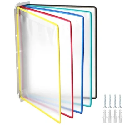 Imagen de QWORK® Sistema de Paneles pared 5 pantalla A4 Portadocumentos multicolor para salas exposiciones, restaurantes, oficinas, lugares públicos