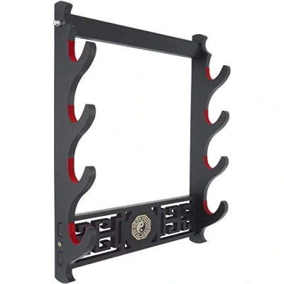 Imagen de Z fiber Sword Mount Wall Holder Display Stand Acolchado Katana Wakizashi Genji y Samurai Swords Gossip Pattern,4 Tier