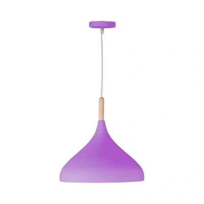 Imagen de BEL AIR HOME Lámpara Colgante Baviera 1xE 27 (BOMBILLA NO INCLUIDA) Diámetro 30 cm Metal y Madera Altura Ajustable (MORADO)