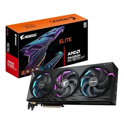 Imagen de Gigabyte AORUS Radeon RX 9070 XT Elite 16G Tarjeta Gráfica 16GB GDDR6, 256 bits, PCI E 5.0, 3100 MHz Frecuencia Base, 2 x DisplayPort, HDMI, GV R9070XTAORUS 16GD