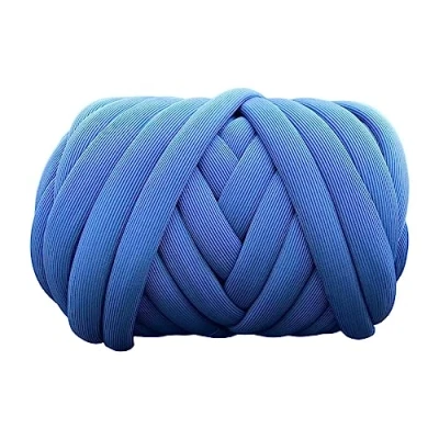 Imagen de hilo grueso de 500 g para tejer en el brazo, tubular gigante, voluminoso bricolaje hacer mantas trenzadas, almohadas, fabricación alfombras, cestas, (azul oscuro)